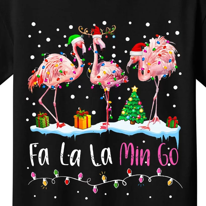 Fa La La La Mingo Flamingo Christmas Kids T-Shirt