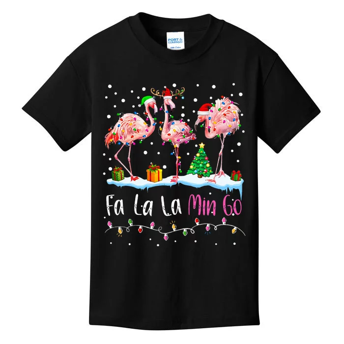 Fa La La La Mingo Flamingo Christmas Kids T-Shirt