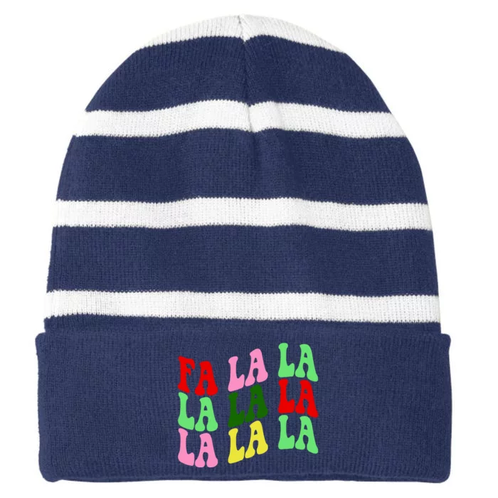 Fa La La Groovy Christmas Striped Beanie with Solid Band