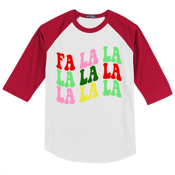 Fa La La Groovy Christmas Kids Colorblock Raglan Jersey