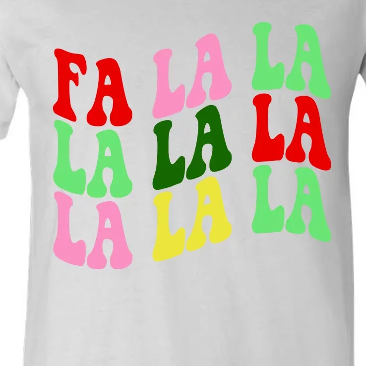 Fa La La Groovy Christmas V-Neck T-Shirt