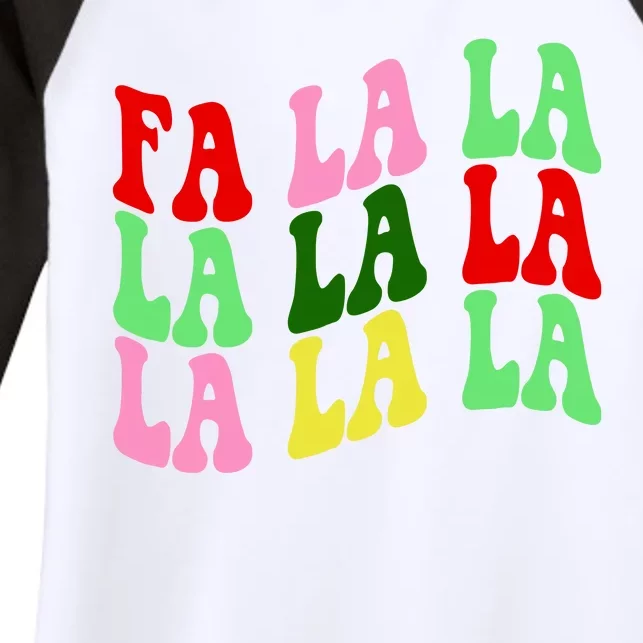 Fa La La Groovy Christmas Women's Tri-Blend 3/4-Sleeve Raglan Shirt