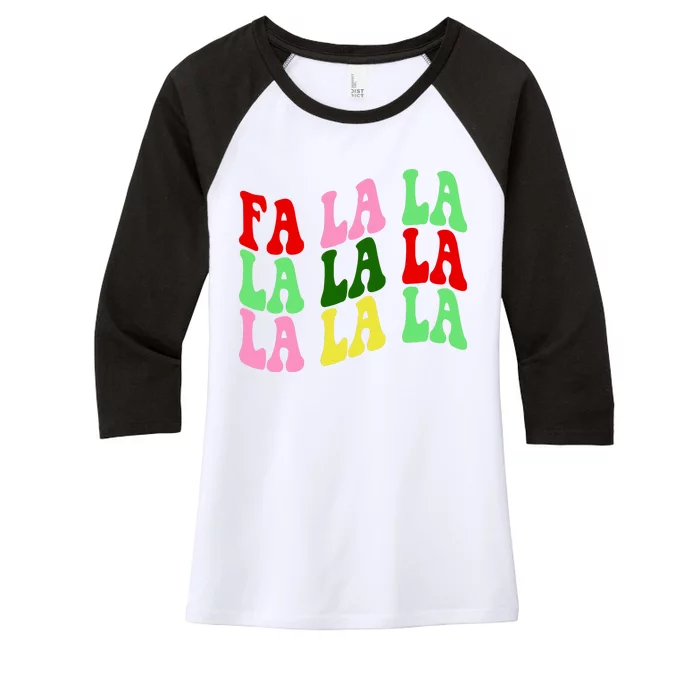 Fa La La Groovy Christmas Women's Tri-Blend 3/4-Sleeve Raglan Shirt