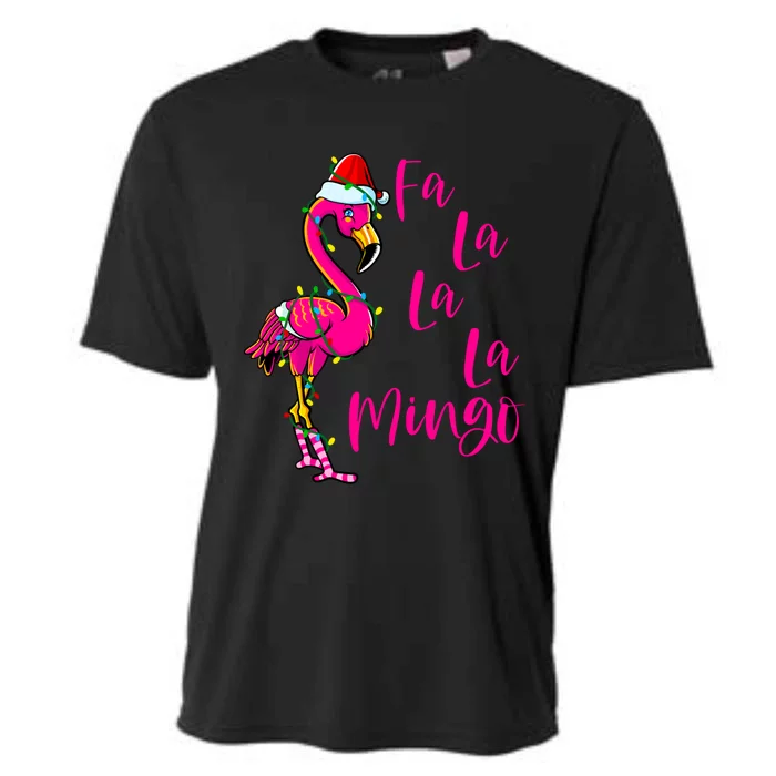 Fa La La La Mingo Flamingo Christmas Gift Cooling Performance Crew T-Shirt