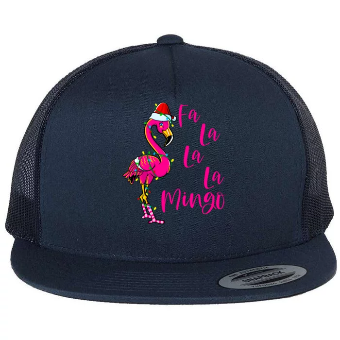 Fa La La La Mingo Flamingo Christmas Gift Flat Bill Trucker Hat