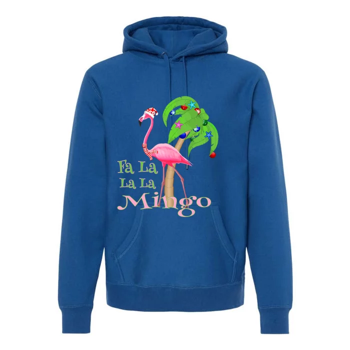 Fa La La La Mingo Pink Flamingo Tropical Christmas Great Gift Premium Hoodie