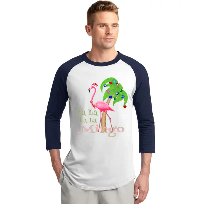 Fa La La La Mingo Pink Flamingo Tropical Christmas Great Gift Baseball Sleeve Shirt