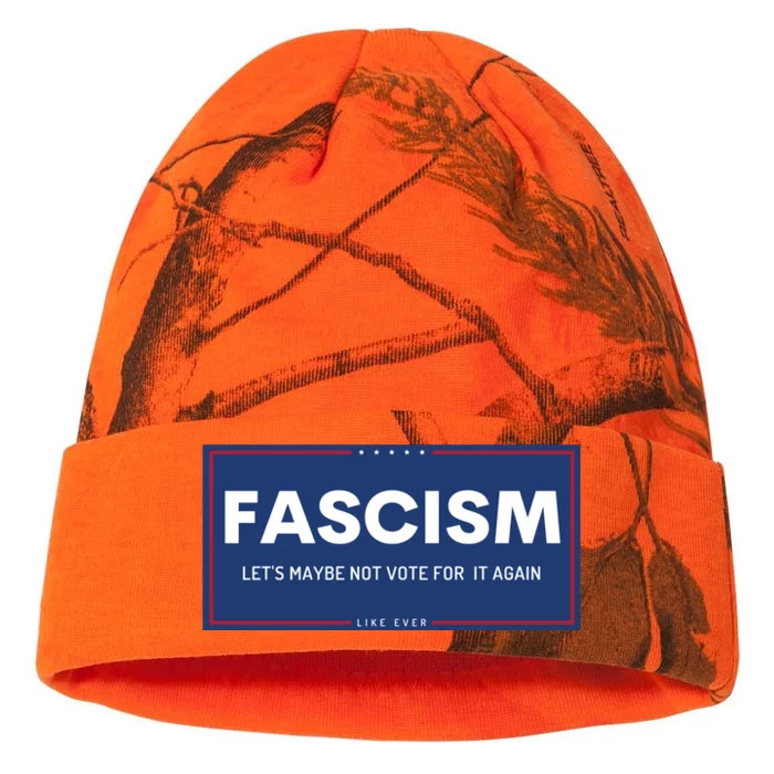 Fascism Let's Maybe Not Vote For It Again Anti Trump Kati - 12in Camo Beanie