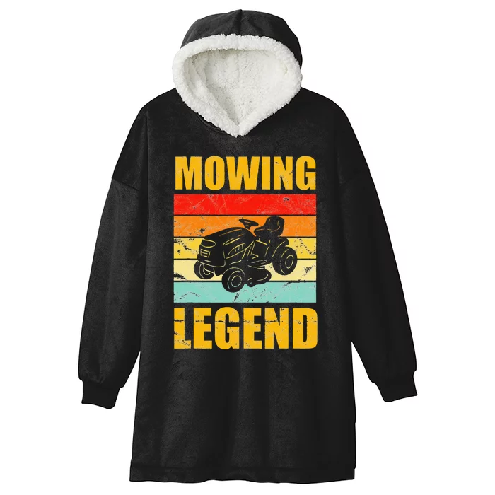 Funny Lawn Mower Mowing Legend Vintage Yard Work Lawn Tracto Hooded Wearable Blanket