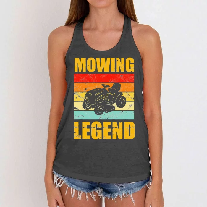 Funny Lawn Mower Mowing Legend Vintage Yard Work Lawn Tracto Women's Knotted Racerback Tank