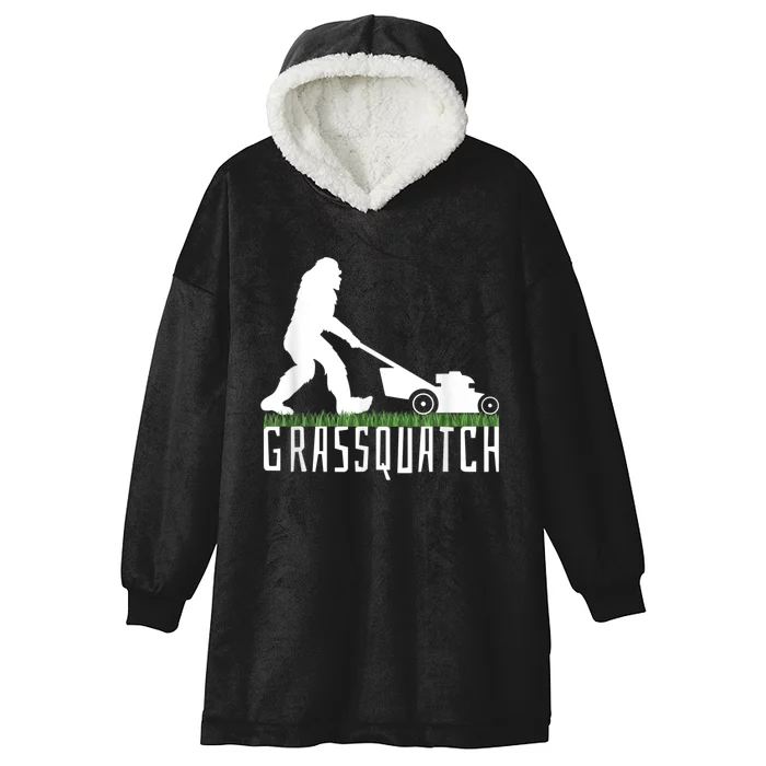 Funny Lawn Mowing Grassquatch Bigfoot Lawn Mower Hooded Wearable Blanket