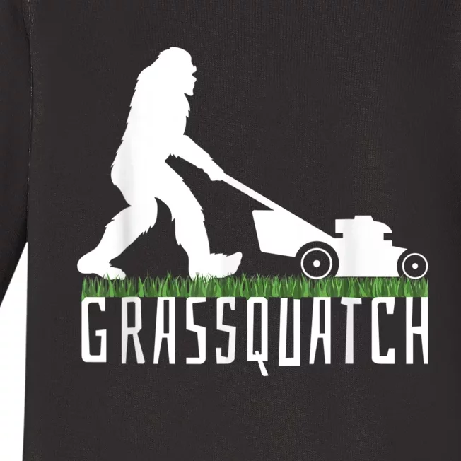 Funny Lawn Mowing Grassquatch Bigfoot Lawn Mower Baby Long Sleeve Bodysuit