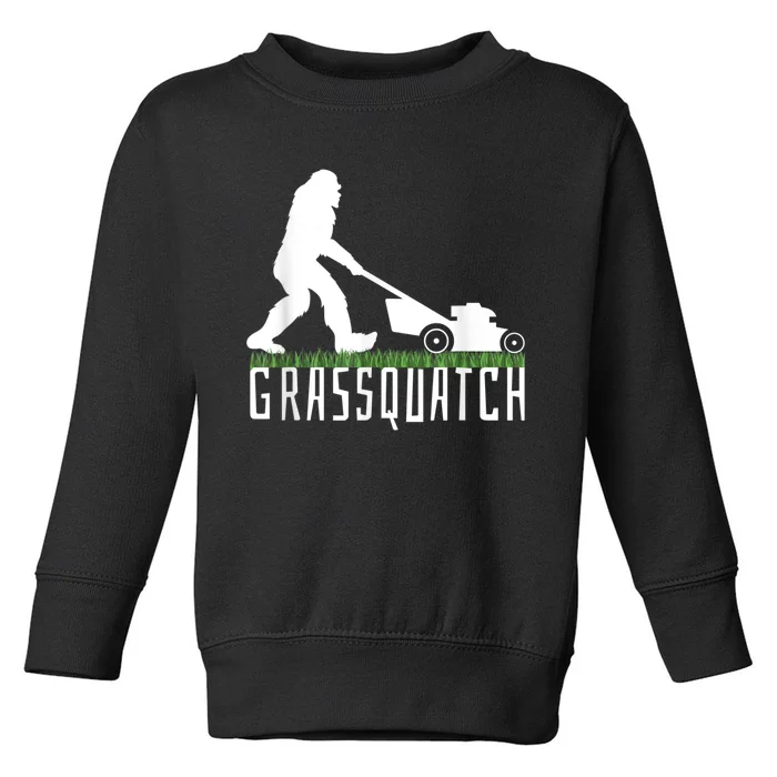 Funny Lawn Mowing Grassquatch Bigfoot Lawn Mower Toddler Sweatshirt