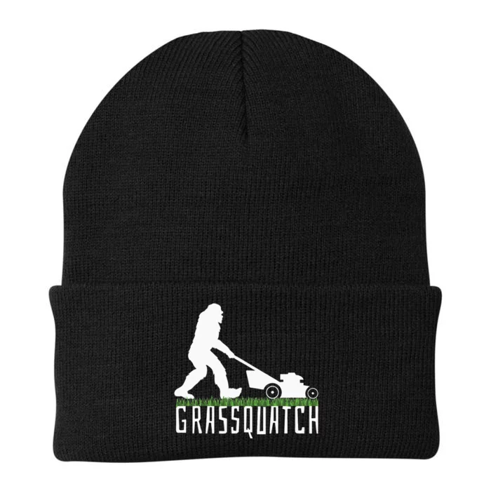 Funny Lawn Mowing Grassquatch Bigfoot Lawn Mower Knit Cap Winter Beanie