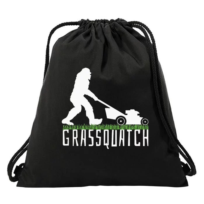 Funny Lawn Mowing Grassquatch Bigfoot Lawn Mower Drawstring Bag