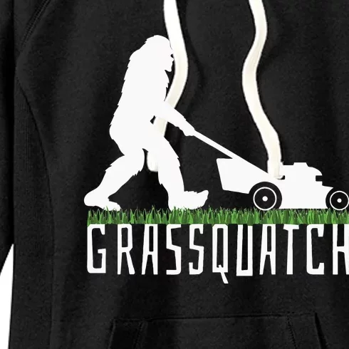 Funny Lawn Mowing Grassquatch Bigfoot Lawn Mower Women's Fleece Hoodie