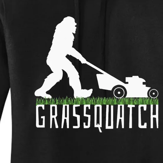 Funny Lawn Mowing Grassquatch Bigfoot Lawn Mower Women's Pullover Hoodie