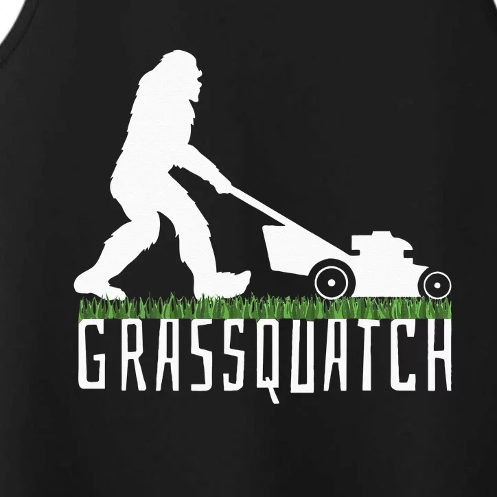 Funny Lawn Mowing Grassquatch Bigfoot Lawn Mower Performance Tank