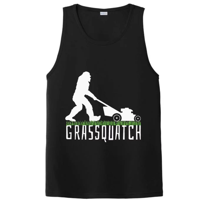 Funny Lawn Mowing Grassquatch Bigfoot Lawn Mower Performance Tank