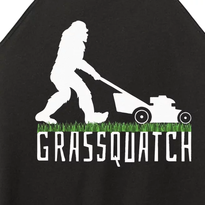 Funny Lawn Mowing Grassquatch Bigfoot Lawn Mower Women’s Perfect Tri Rocker Tank