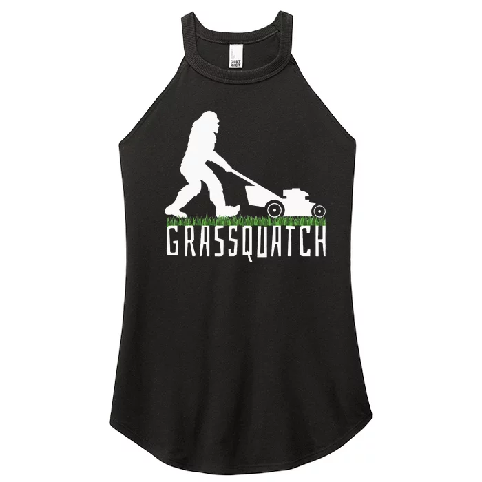 Funny Lawn Mowing Grassquatch Bigfoot Lawn Mower Women’s Perfect Tri Rocker Tank