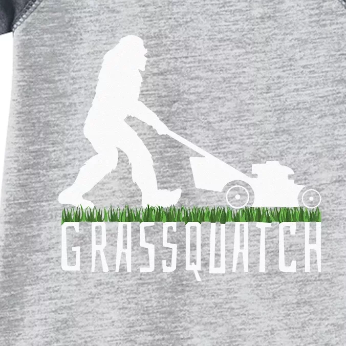 Funny Lawn Mowing Grassquatch Bigfoot Lawn Mower Infant Baby Jersey Bodysuit