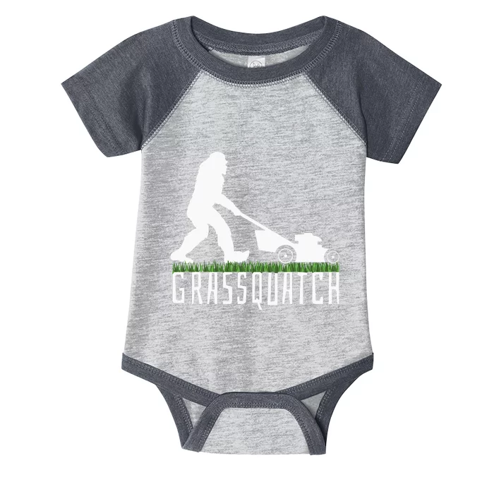 Funny Lawn Mowing Grassquatch Bigfoot Lawn Mower Infant Baby Jersey Bodysuit