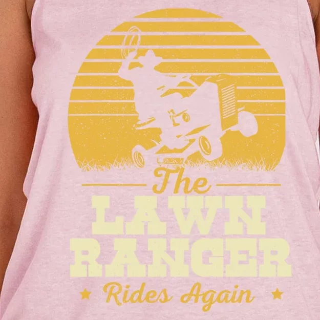 Funny Landscraper Mower Landscaping Women's Knotted Racerback Tank