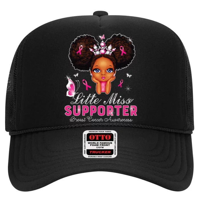 funny Little Miss Supporter breast cancer awareness High Crown Mesh Trucker Hat