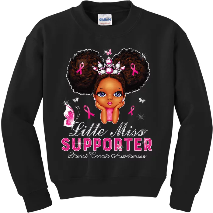 funny Little Miss Supporter breast cancer awareness Kids Sweatshirt