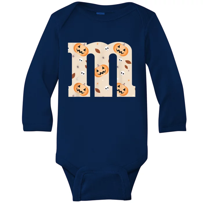 Funny Letter M Groups Halloween Team Costume Baby Long Sleeve Bodysuit