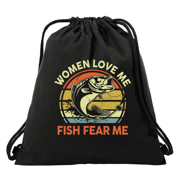 Fishing  Love Me Bass Fish Fear Gift Funny Dad Drawstring Bag