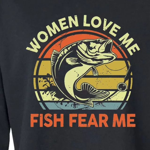 Fishing  Love Me Bass Fish Fear Gift Funny Dad Cropped Pullover Crew