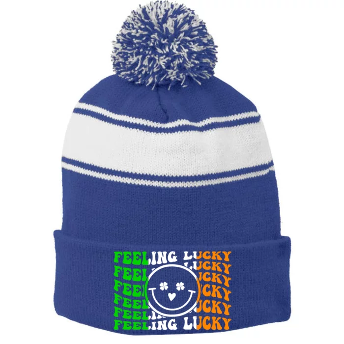 Feeling Lucky Meaningful Gift Stripe Pom Pom Beanie