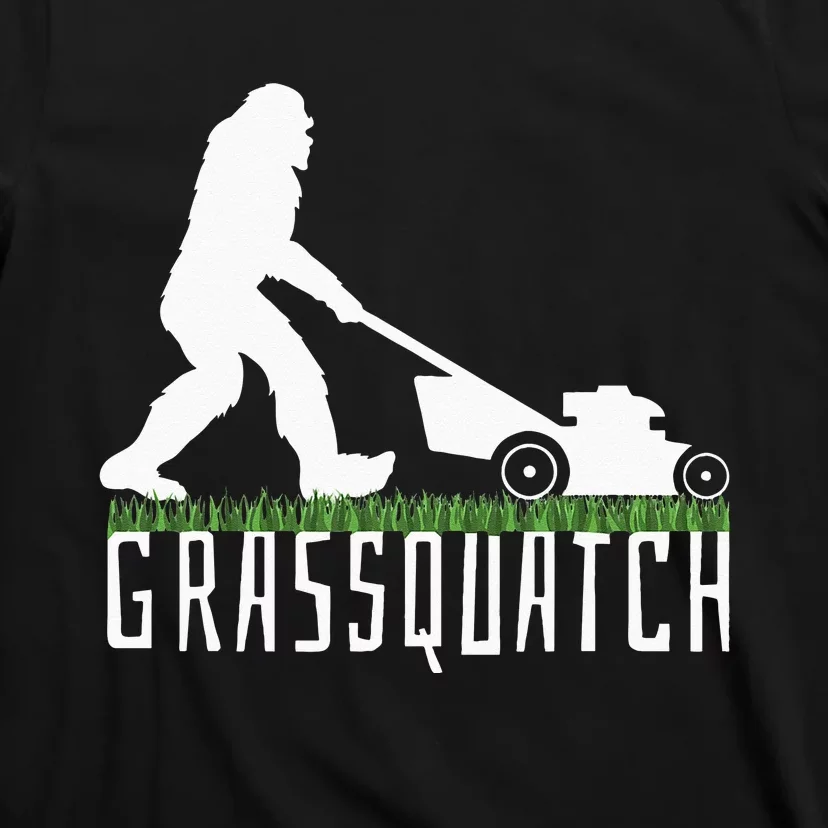 Funny Lawn Mowing Grassquatch Bigfoot Lawn Mower T-Shirt