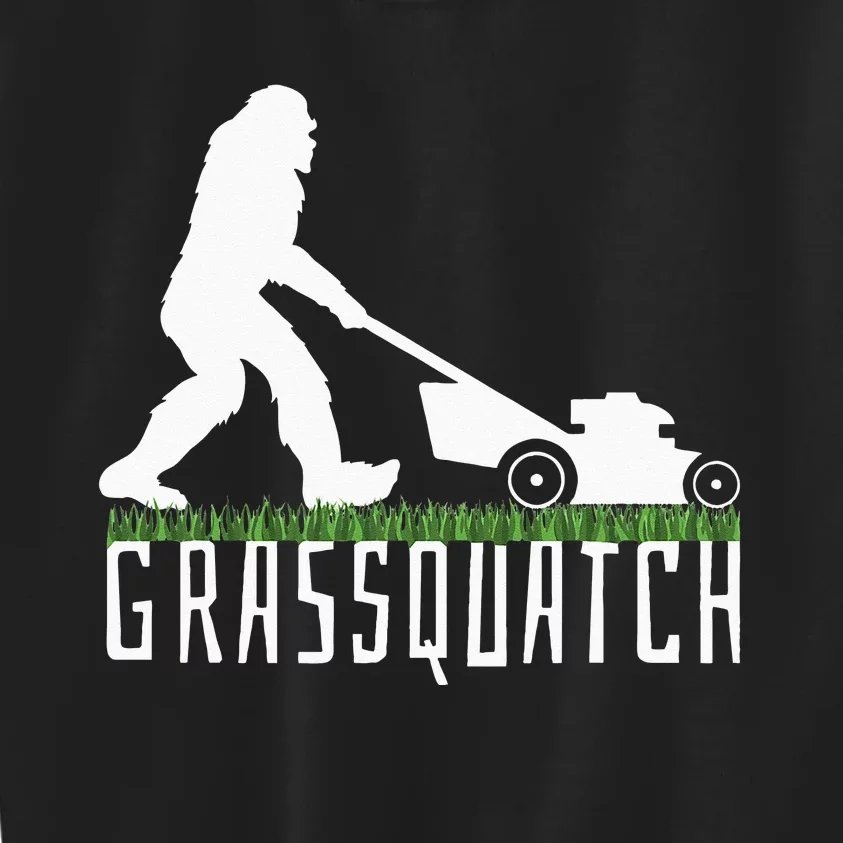 Funny Lawn Mowing Grassquatch Bigfoot Lawn Mower Kids Sweatshirt