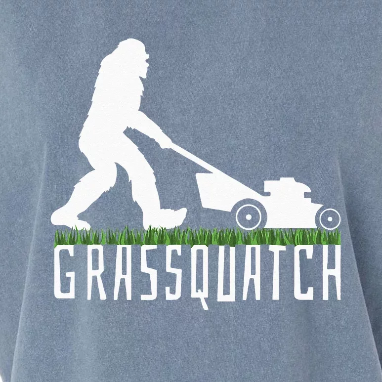 Funny Lawn Mowing Grassquatch Bigfoot Lawn Mower Garment-Dyed Women's Muscle Tee