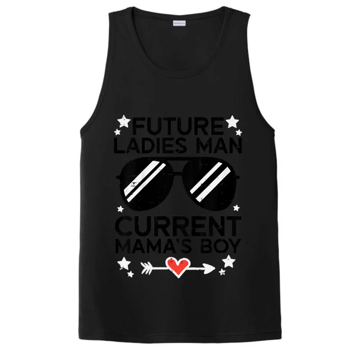 Future Ladies Man Current Mamas Boy Funny Valentines Day Performance Tank