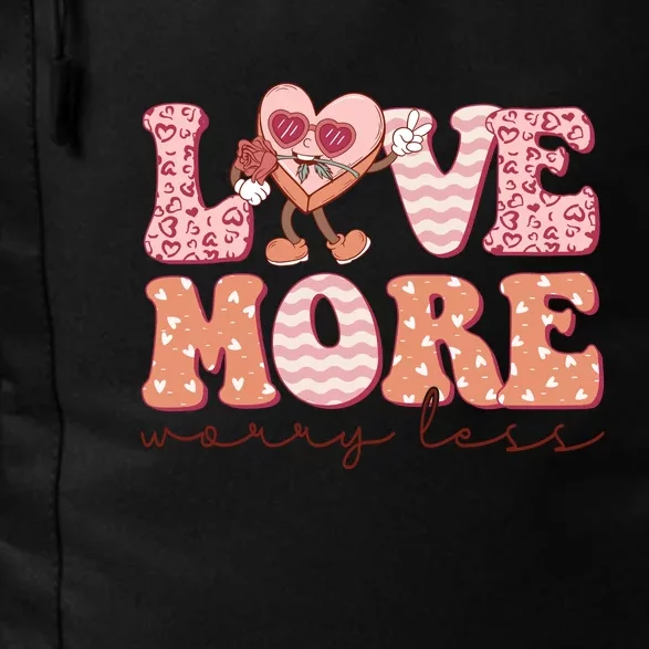 Funny Love More Worry Less Retro Valentine's Day Gift Daily Commute Backpack