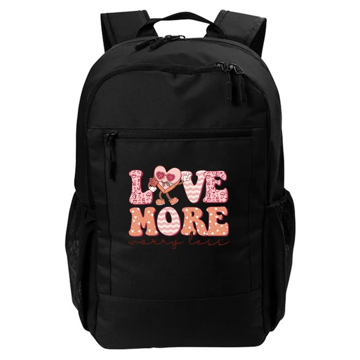 Funny Love More Worry Less Retro Valentine's Day Gift Daily Commute Backpack