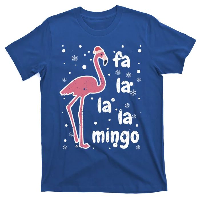 Fa La Mingo Funny Christmas Flamingo Lover Santa Claus Hat Gift T-Shirt