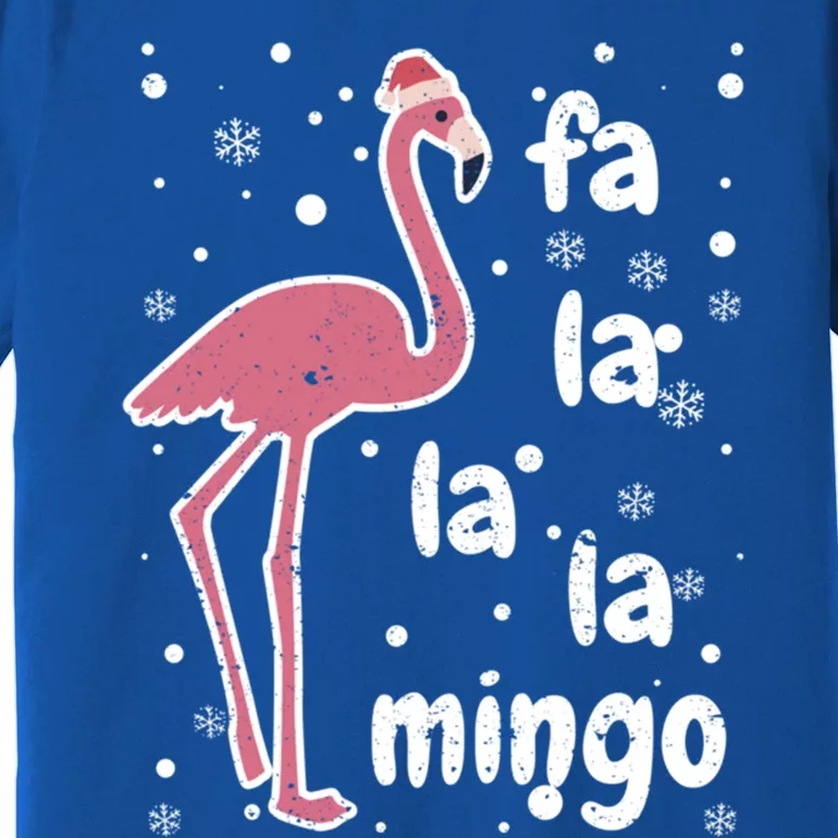 Fa La Mingo Funny Christmas Flamingo Lover Santa Claus Hat Gift Premium T-Shirt