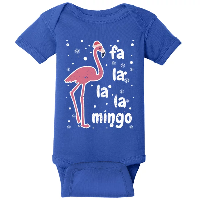 Fa La Mingo Funny Christmas Flamingo Lover Santa Claus Hat Gift Baby Bodysuit