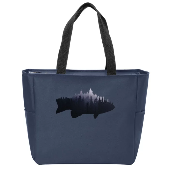 Fishing Large Mouth Bass Forest Nature Fish Fisherman Gift Zip Tote Bag