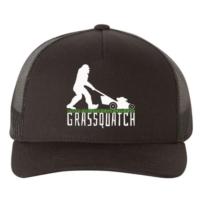 Funny Lawn Mowing Grassquatch Bigfoot Lawn Mower Yupoong Adult 5-Panel Trucker Hat