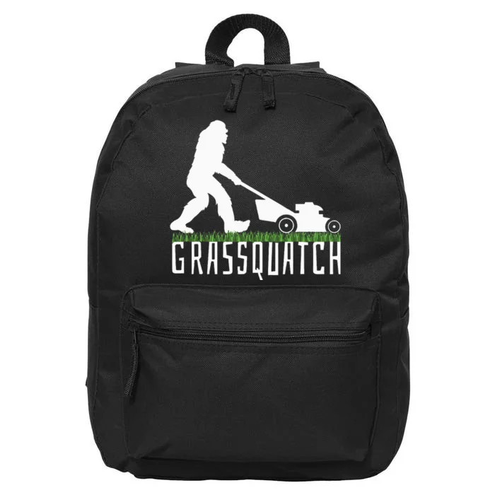 Funny Lawn Mowing Grassquatch Bigfoot Lawn Mower 16 in Basic Backpack