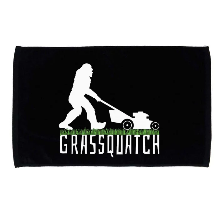 Funny Lawn Mowing Grassquatch Bigfoot Lawn Mower Microfiber Hand Towel