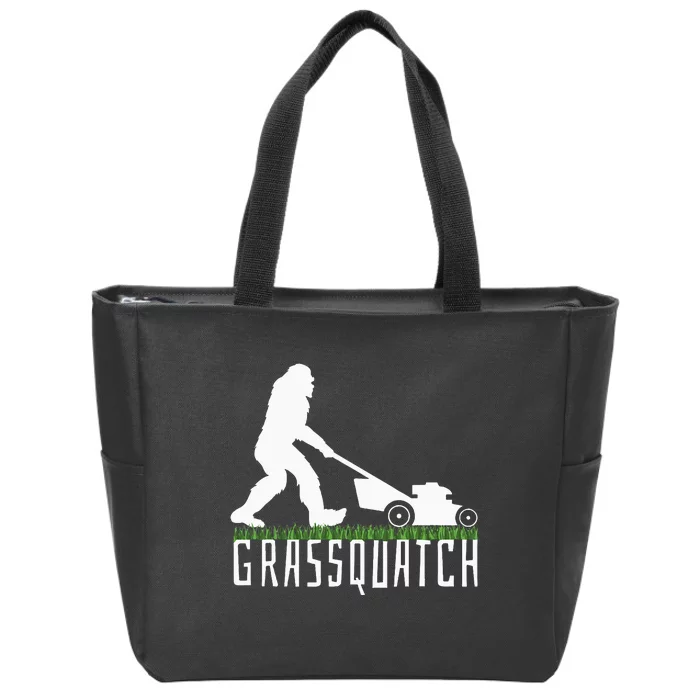 Funny Lawn Mowing Grassquatch Bigfoot Lawn Mower Zip Tote Bag