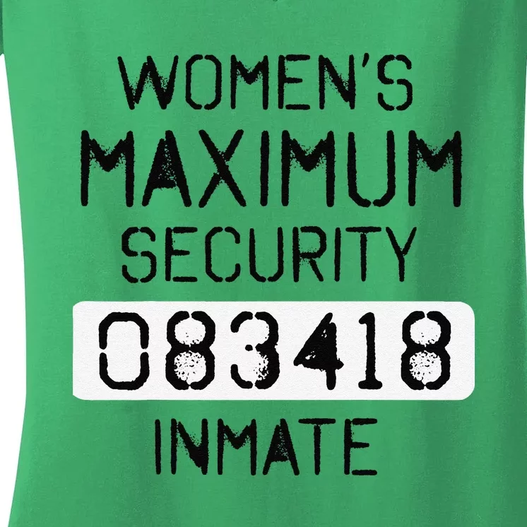 Funny Last Minute Halloween Party Prisoner Costume Women's V-Neck T-Shirt