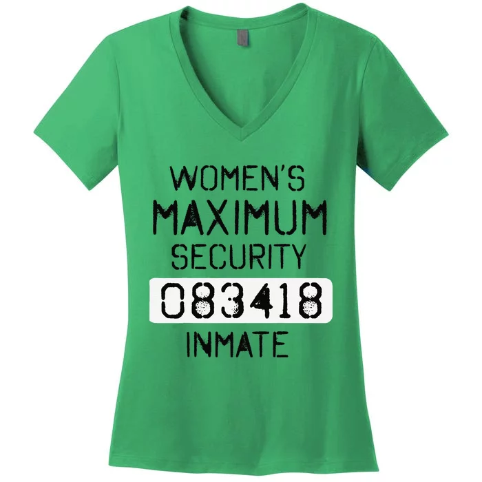 Funny Last Minute Halloween Party Prisoner Costume Women's V-Neck T-Shirt